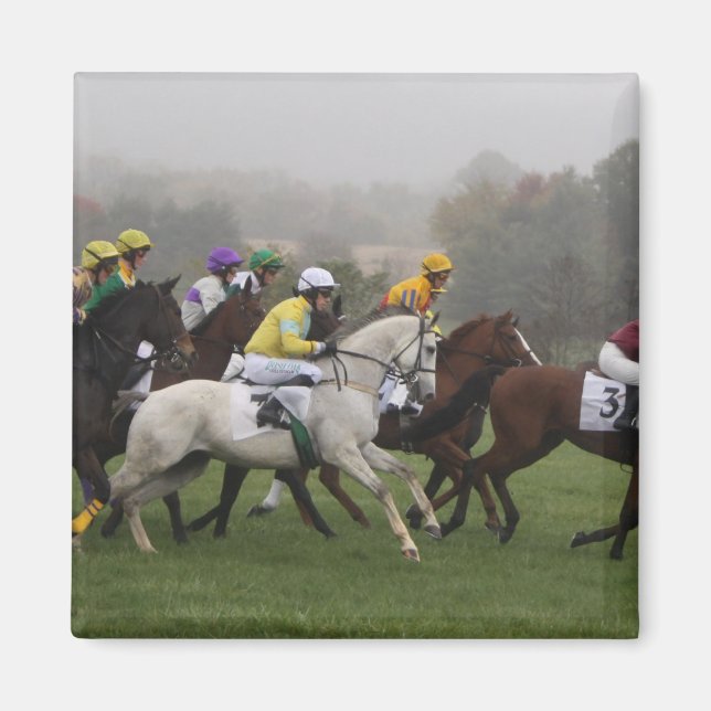 Imán Race Horse Field Square Magnet (Frente)