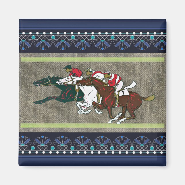 Imán Race Horses Fridge Magnet (Frente)