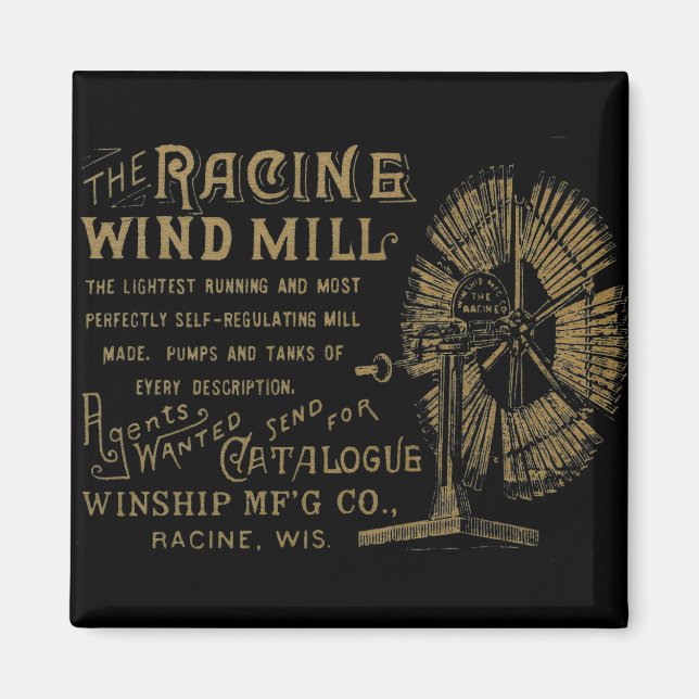 Imán Racine Wind Mill Racine Wisconsin 1889 (Frente)