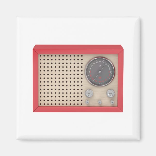 Imán Radio roja retro (Frente)