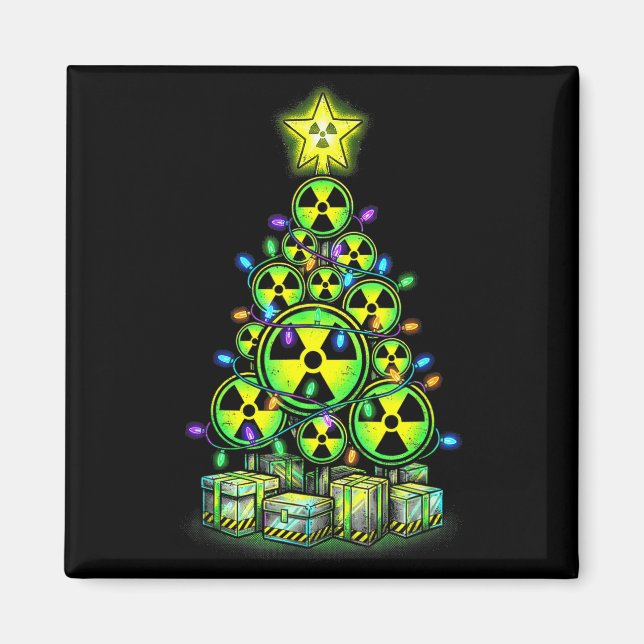 Imán Radioactive Christmas Tree Graphic Nuclear Warning (Frente)