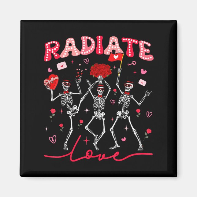 Imán Radiology Radiate Rad Tech Valentine Skeleton Hear (Frente)