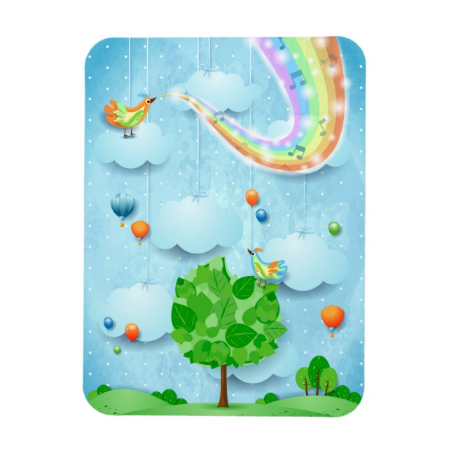 Imán Rainbow colors and tree (Vertical)