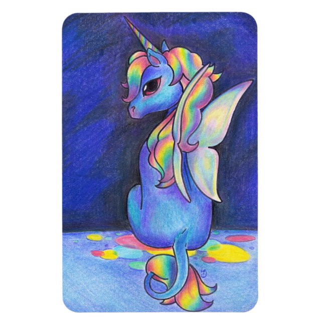 Imán Rainbow Faerie Unicorn (Vertical)