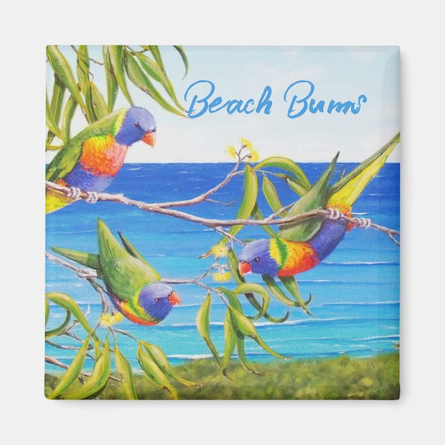 Imán Rainbow Lorikeet Beachy Blue Art Australia (Frente)