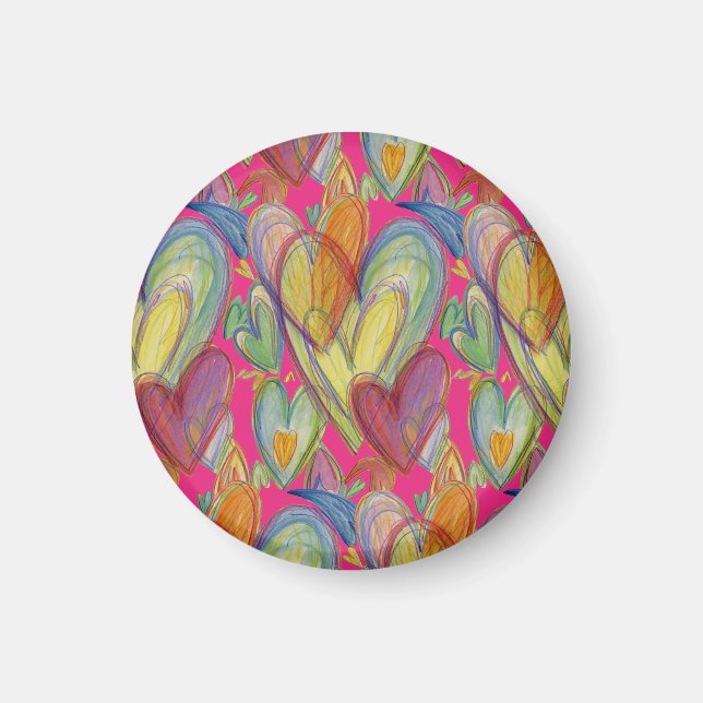 Imán Rainbow Love Hearts Inspirador Fridge Magnet (Frente)