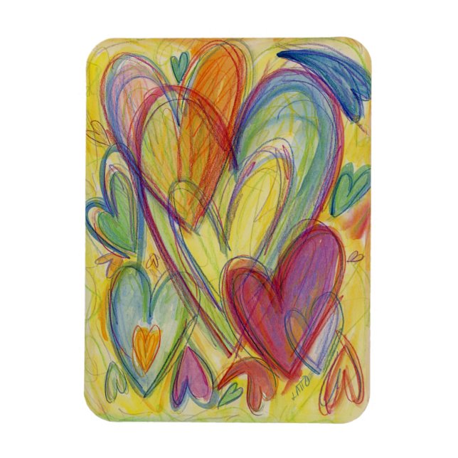 Imán Rainbow Love Hearts Inspirador Fridge Magnet (Vertical)