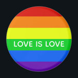 Imán Rainbow Love is Love Gay Pride LGBTQ Beautiful<br><div class="desc">Gay Pride rainbow striped magnet that reads Love is Love. Cute LGBTQ support for all of your gay,  lesbian,  bisexual,  transgender,  and pansexual friends and family. Support equal rights for all humans,  regardless of who they love and their gender identification. A cute progressive design for the LGBT community.</div>