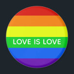 Imán Rainbow Love is Love Gay Pride LGBTQ Beautiful<br><div class="desc">Gay Pride rainbow striped magnet that reads Love is Love. Cute LGBTQ support for all of your gay,  lesbian,  bisexual,  transgender,  and pansexual friends and family. Support equal rights for all humans,  regardless of who they love and their gender identification. A cute progressive design for the LGBT community.</div>