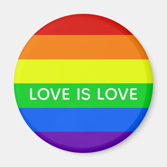 Imán Rainbow Love is Love Gay Pride LGBTQ Beautiful (Frente)