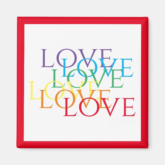 Imán RAINBOW LOVE Square Magnet / Red (Frente)