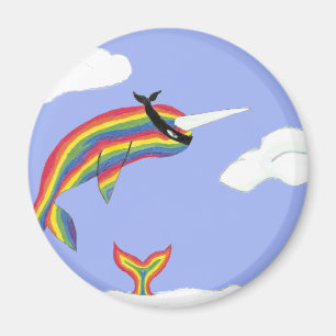 Imán Rainbow Ninja Narwhal que vuela
