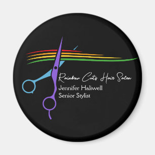 Imán Rainbow Scissors Hair Stylist Chic Salon Marketing