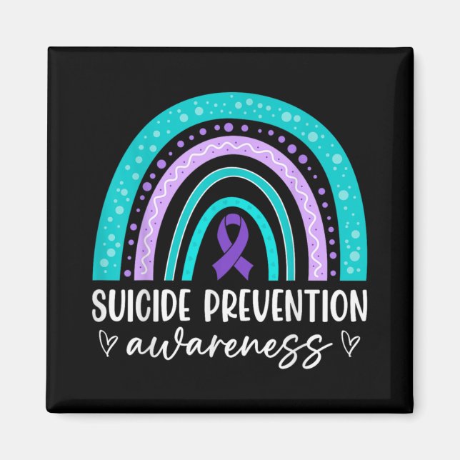 Imán Rainbow Suicide Prevention Awareness Teal Amp Pu  (Frente)