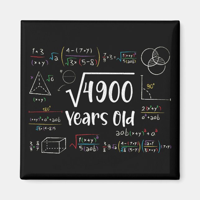 Imán Raíz cuadrada de 4900 70º cumpleaños regalo de 70  (Frente)