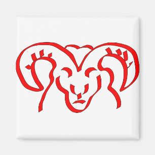 Imán Ram Red Horns Animal Mammal Bull doméstico