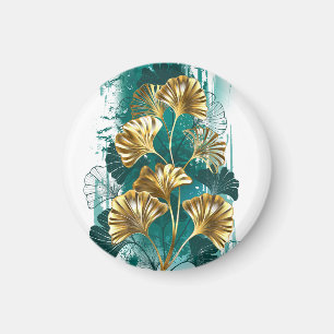 Imán Rama con hojas doradas Ginko Biloba