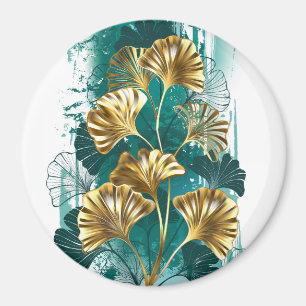 Imán Rama con hojas doradas Ginko Biloba