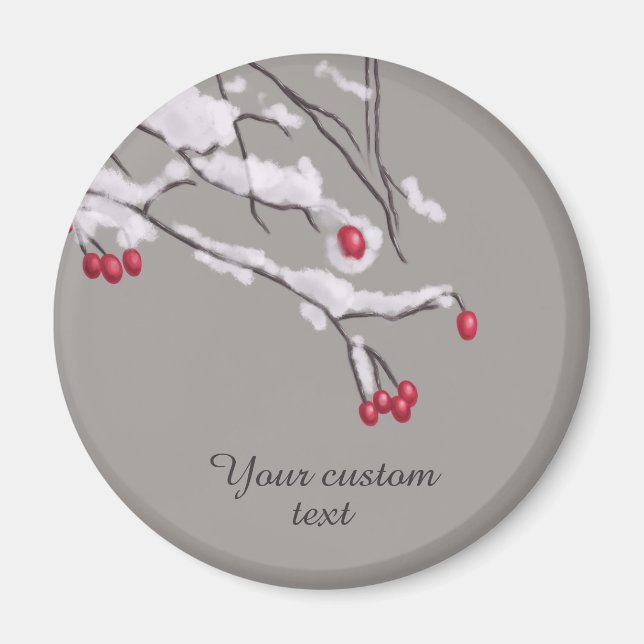 Imán Ramas de las bayas del invierno en texto del (Frente)