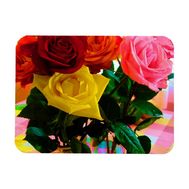 Imán ramo de flores de rosa (Horizontal)