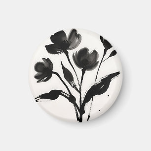 Imán Ramo de flores de tinta negra
