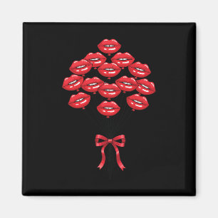 Imán Ramo de flores Lloons Beso de Labios Rojos Brillan