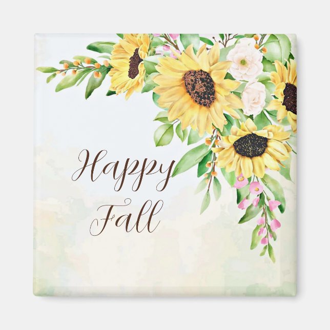 Imán Ramo de girasoles con texto personalizable  (Frente)