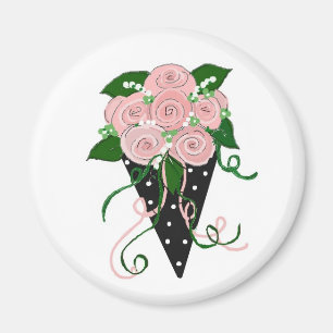 Imán Ramo floral rosa y negro