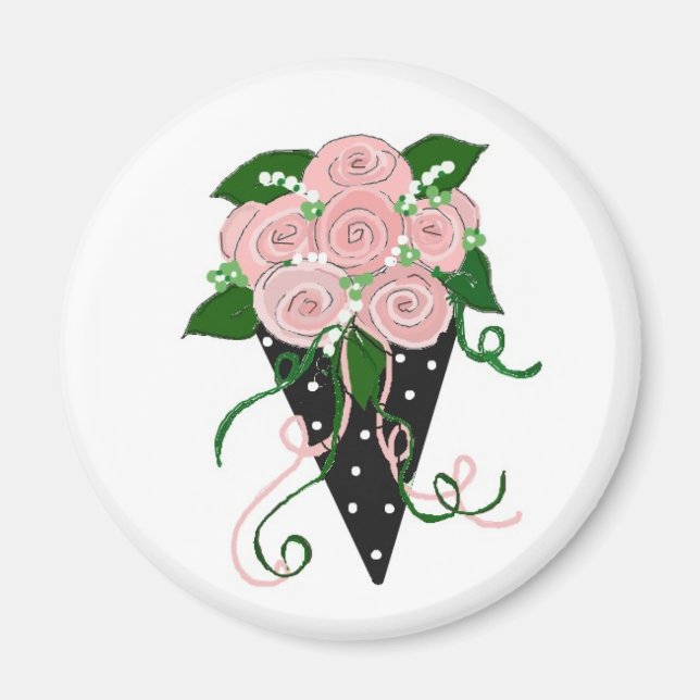 Imán Ramo floral rosa y negro (Frente)
