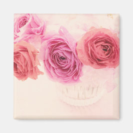 Imán Ramos de flores rosados elegantes