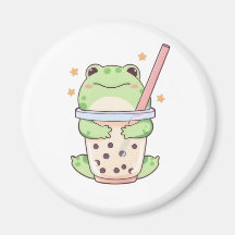 Rana Chibi Kawaii Abrazando Taza de Bubble Tea