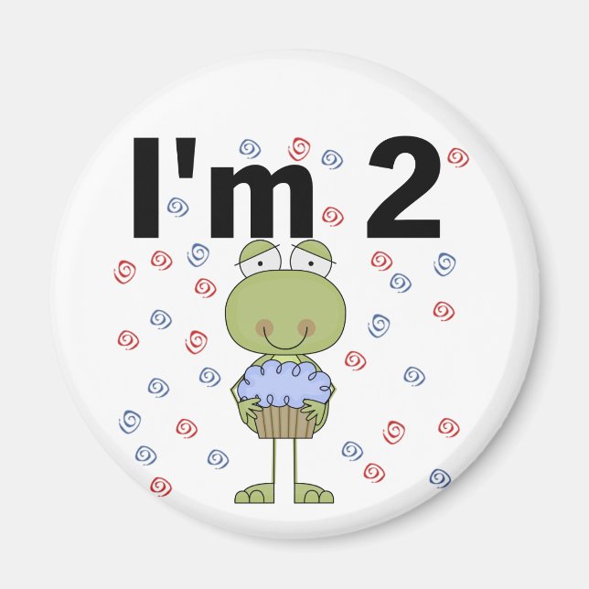 Imán Rana con torta de tarta de segundo cumpleaños cami (Frente)