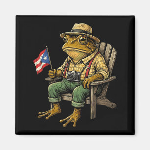 Imán Rana coqui divertida bandera de puerto rico taino