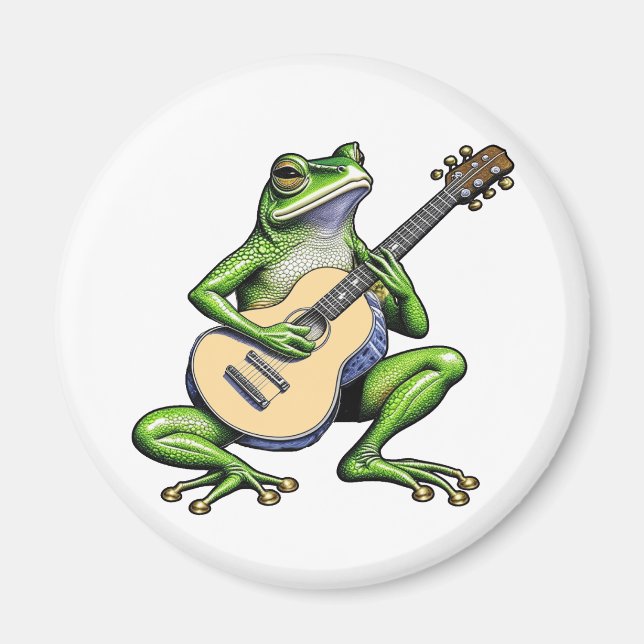 Imán Rana divertida tocando guitarra (Frente)