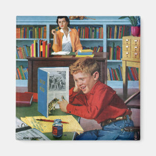 Imán Rana en la biblioteca