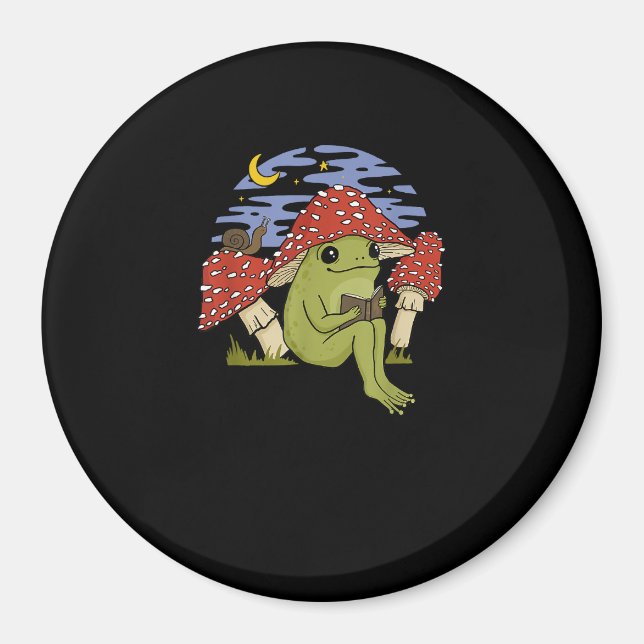 Imán Rana fanática de los libros con sombrero de hongo  (Frente)