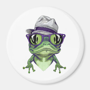 Imán Rana hipster con gafas y vector gorra