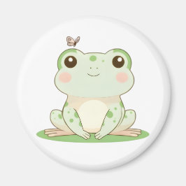 Imán Rana Kawaii con Diseño de Naturaleza Llena de Mari