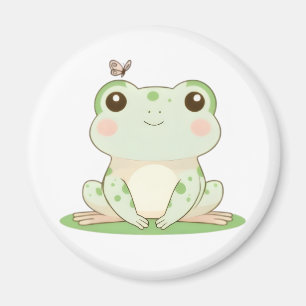 Imán Rana Kawaii con Diseño de Naturaleza Llena de Mari