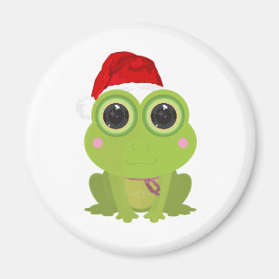 Imán Rana Navideña Adorable Gorro de Santa Festivo