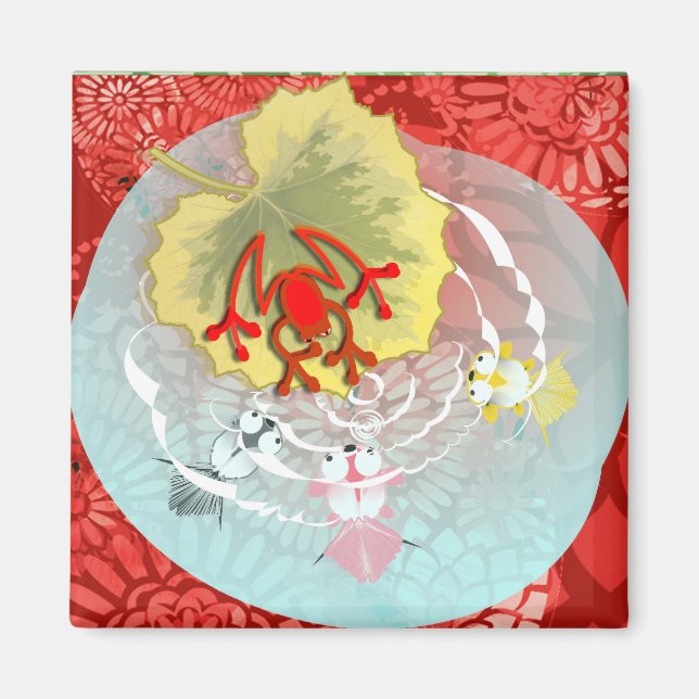 Imán Rana roja con kois (Frente)