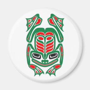 Imán Rana roja y verde del arte nativo del Haida -