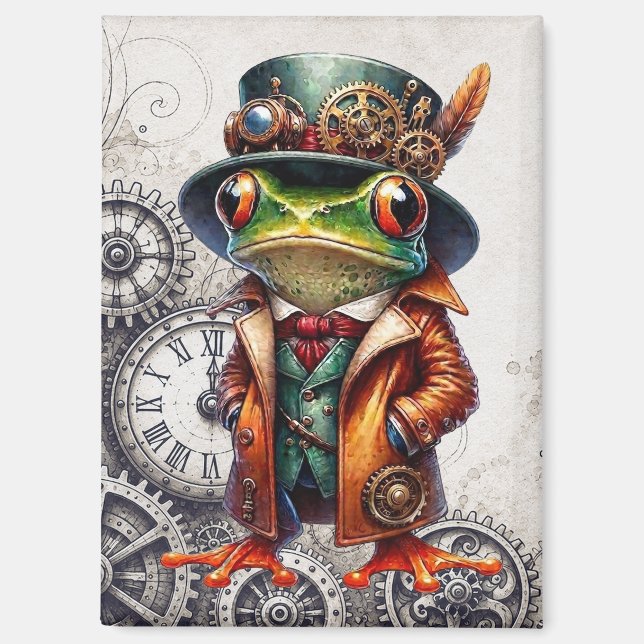 Imán Rana Steampunk & Engranajes  (Anverso)