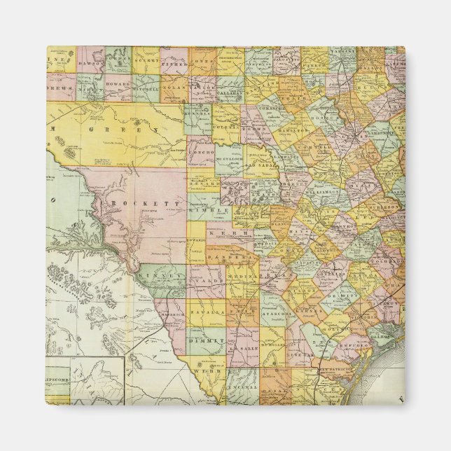 Imán Rand McNally Railroad And County Map Of Texas (Frente)
