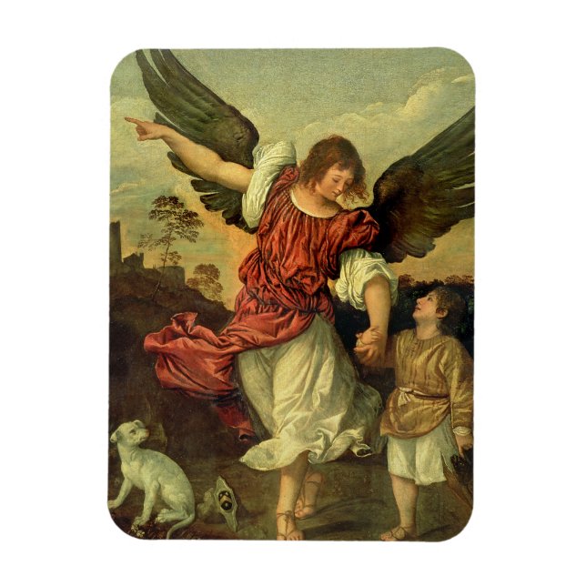 Imán Raphael y Tobias, 1507-8 (petróleo en el panel) (Vertical)