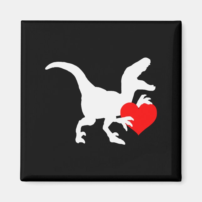 Imán Raptor Love Valentines Day Gift Dino Raptor Heart  (Frente)