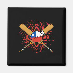 Imán Raqueta de cricket chilena y bandera Ll de Chile