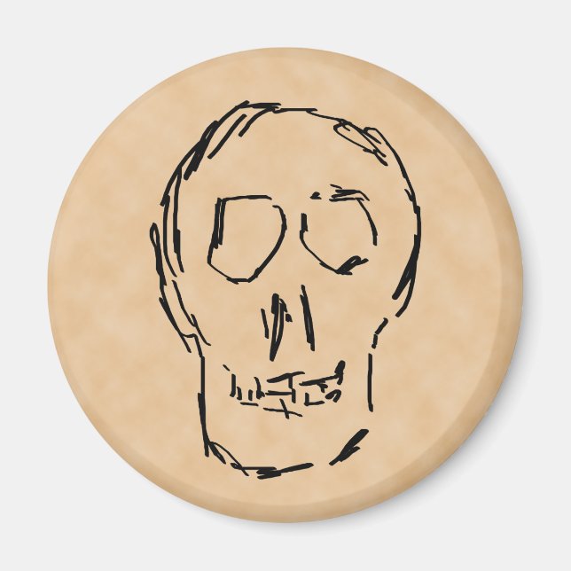 Imán Raro Calavera. Negro Bocetos. (Frente)