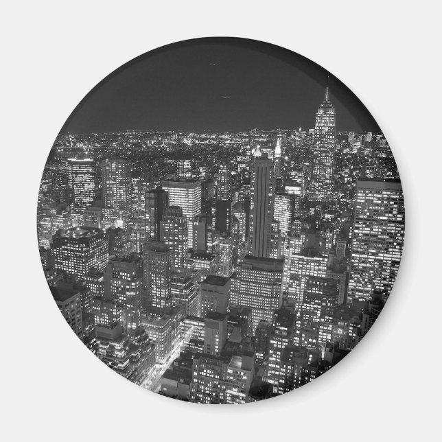 Imán Rascacielos de Nueva York en blanco y negro (Frente)