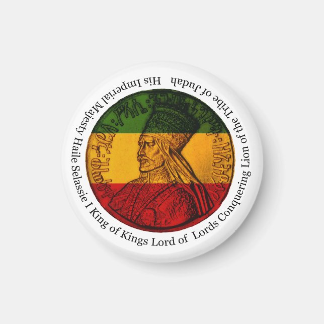 Imán Rasta León conquistador de Judá Su Majestad Magnet (Frente)
